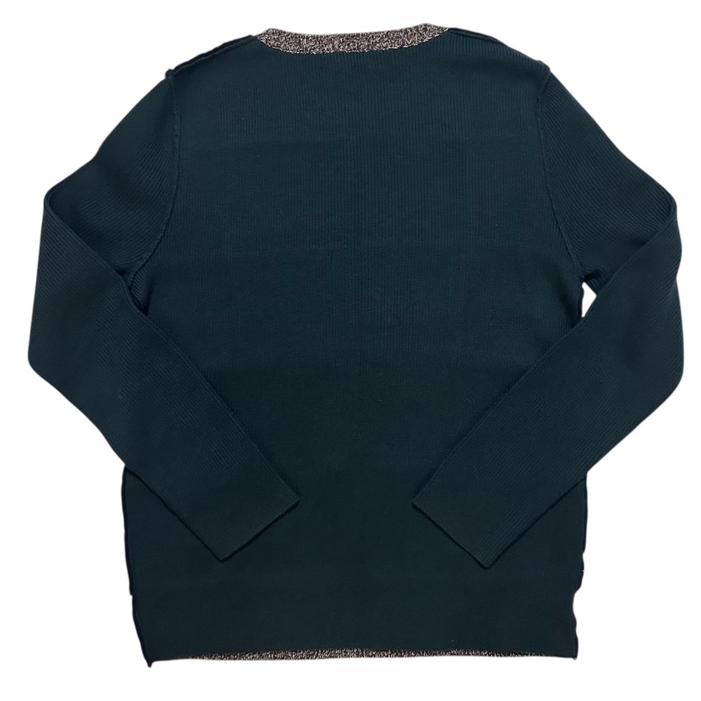 See By Chloe Patchwork Sweater - Green/Multi Sz M - image 3